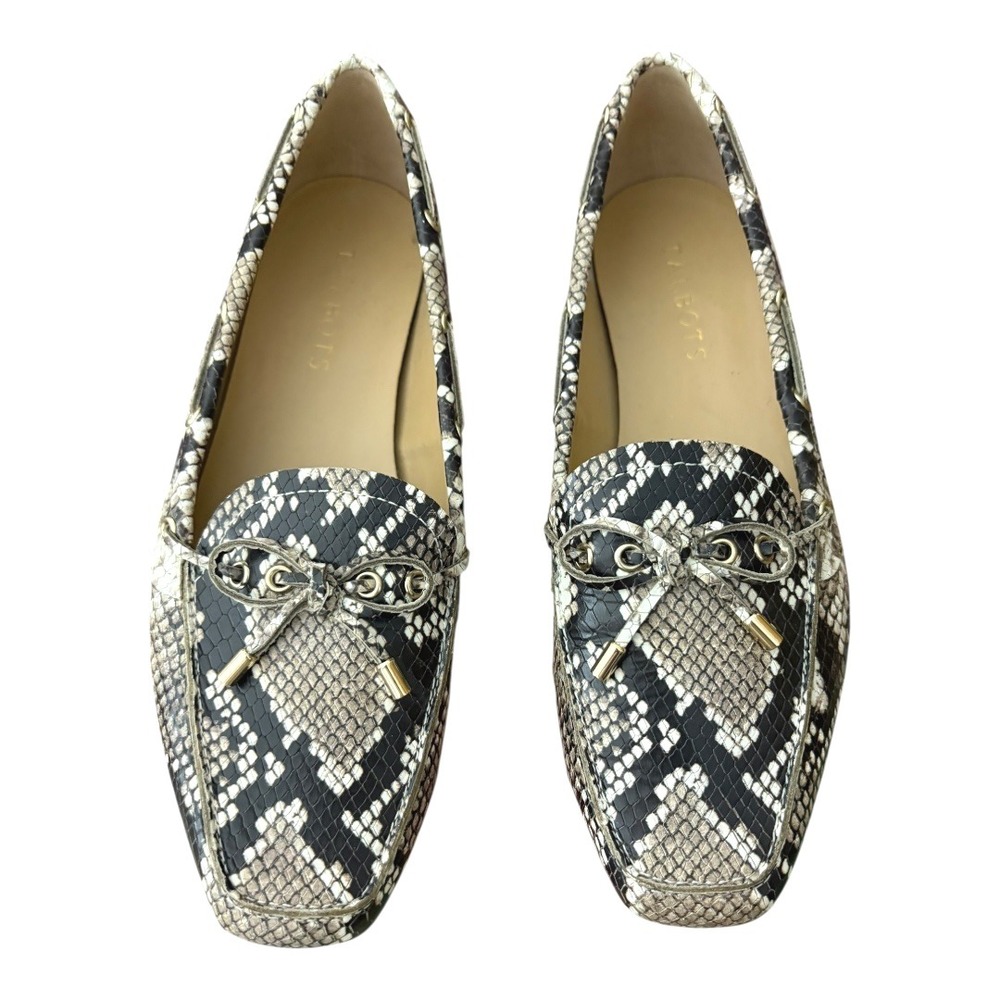 Talbots sz 8 Becca Snakeprint Leather Loafers Flats with Bow Excellent ! - Picture 2 of 11